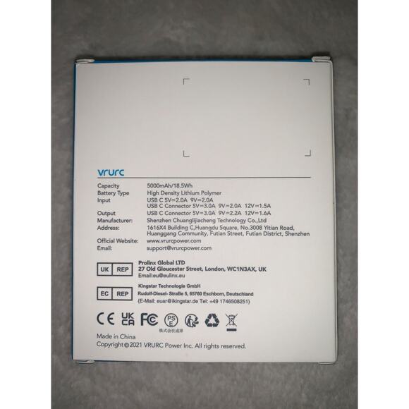 Vrurc 5000mAh Power Bank With Built-In Plug & 20W PD Mini Size Model T0558 - Picture 2 of 2